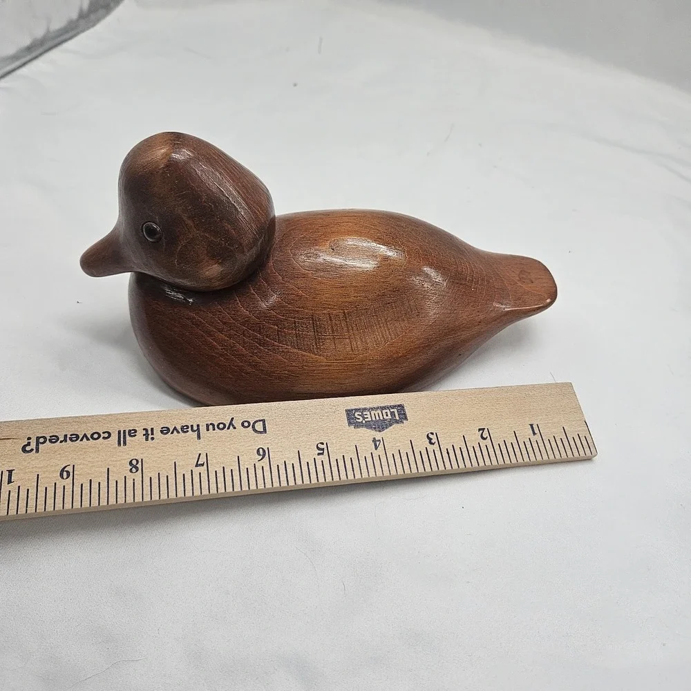 Hand Carved Wooden Duck Decoy Figurine Folk Art Signed‎ DON KERN